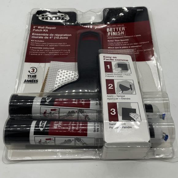 Hyde 4" Wall Repair Patch Kit Better Finish 09915 Drwall Home Improvement Tools - Picture 1 of 6